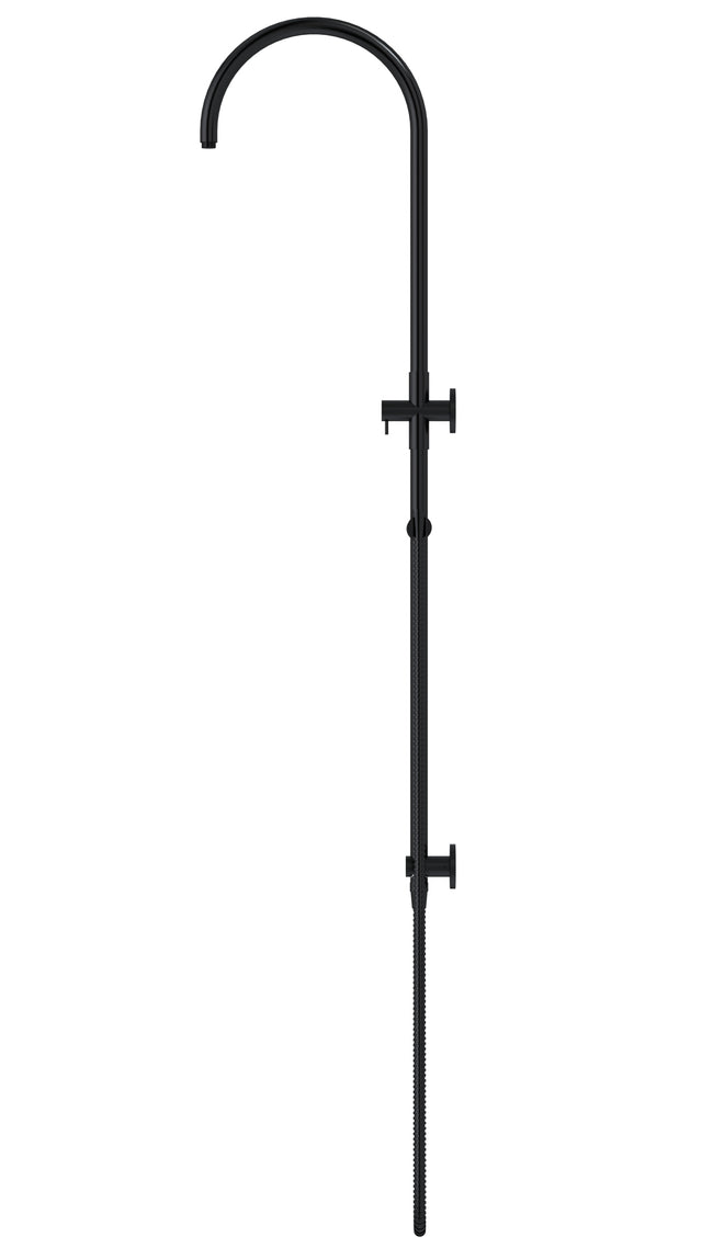 Curved Shower Rail with Hose (excludes Rose and Handshower) - Black (SKU: MZ09B) by Meir