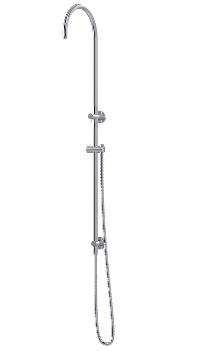 Curved Shower Rail with Hose (excludes Rose and Handshower) - chrome (SKU: MZ09B-C) by Meir