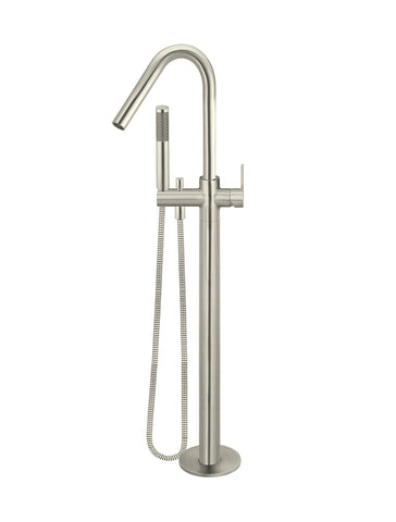 Round Paddle Freestanding Bath Spout and Hand Shower - Brushed Nickel