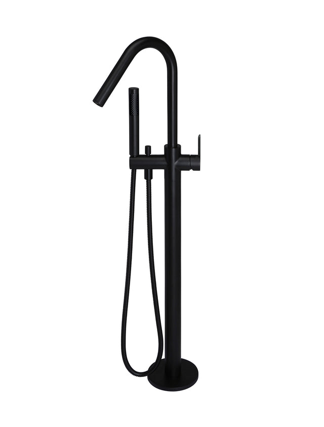 Round Paddle Freestanding Bath Spout and Hand Shower - Matte Black (SKU: MB09PD) by Meir