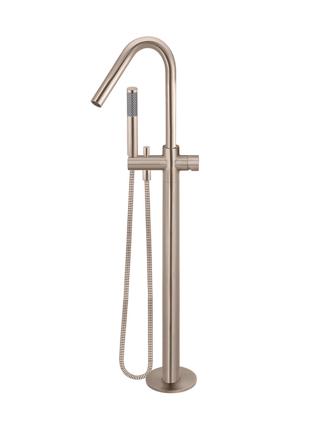 Round Pinless Freestanding Bath Spout and Hand Shower - Champagne (SKU: MB09PN-CH) by Meir
