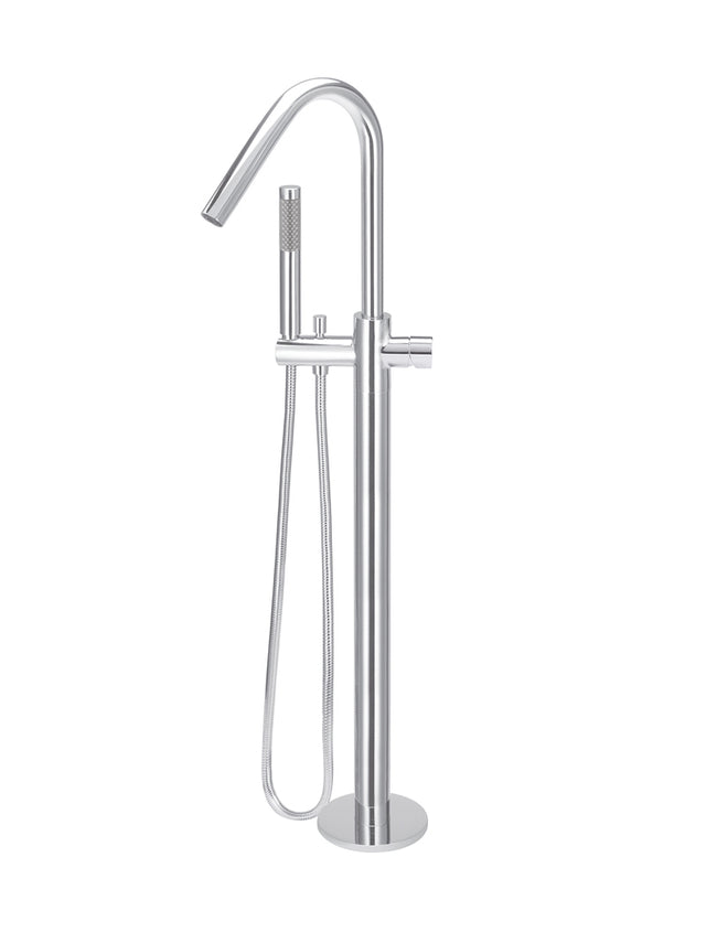 Round Pinless Freestanding Bath Spout and Hand Shower - Polished Chrome (SKU: MB09PN-C) by Meir