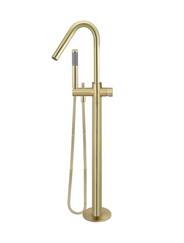 Round Pinless Freestanding Bath Spout and Hand Shower - Tiger Bronze (SKU: MB09PN-PVDBB) by Meir
