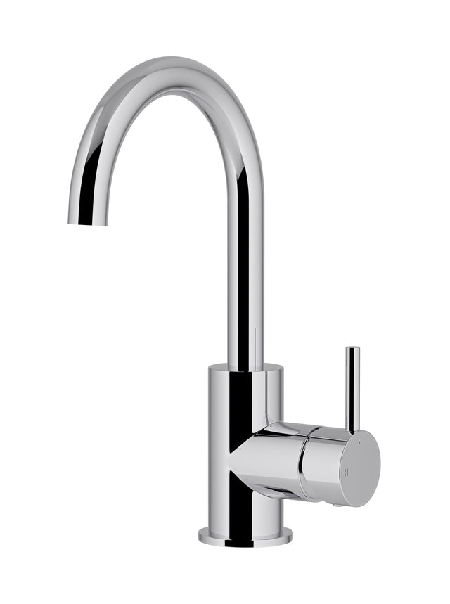Round Gooseneck Basin Mixer with Cold Start - Polished Chrome (SKU: MB17-C) by Meir