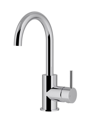 Round Gooseneck Basin Mixer with Cold Start