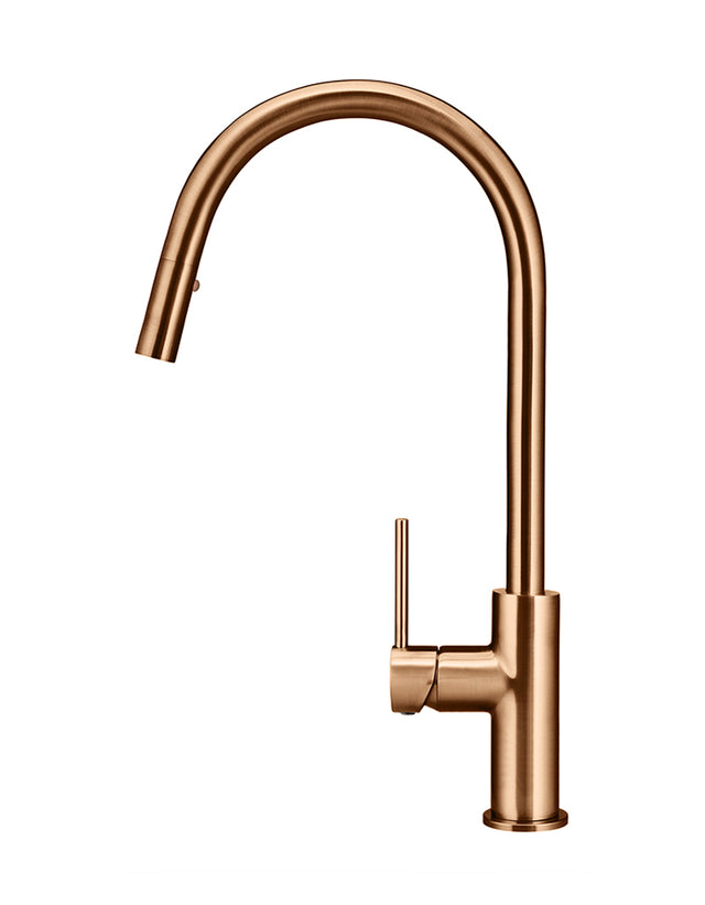 Round Piccola Pull Out Kitchen Mixer Tap - Lustre Bronze (SKU: MK17-PVDBZ) by Meir