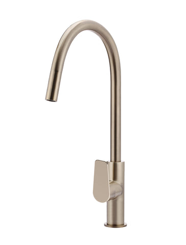 Round Paddle Piccola Pull Out Kitchen Mixer Tap - Champagne