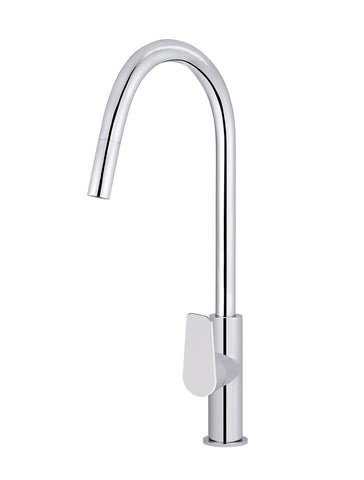 Round Paddle Piccola Pull Out Kitchen Mixer Tap - Polished Chrome