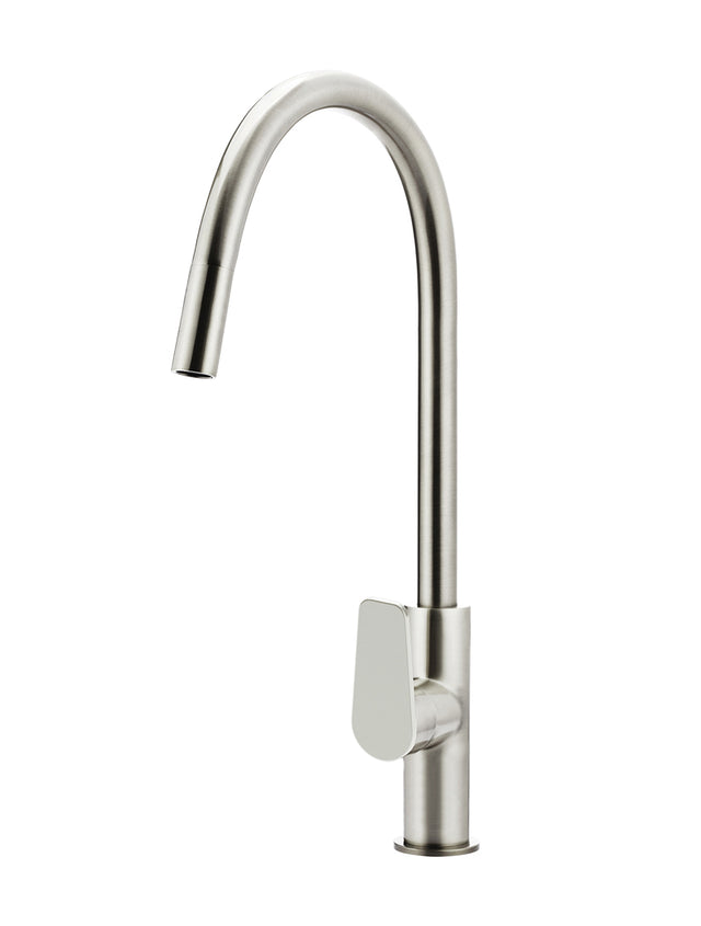 Round Paddle Piccola Pull Out Kitchen Mixer Tap - Brushed Nickel (SKU: MK17PD-PVDBN) by Meir