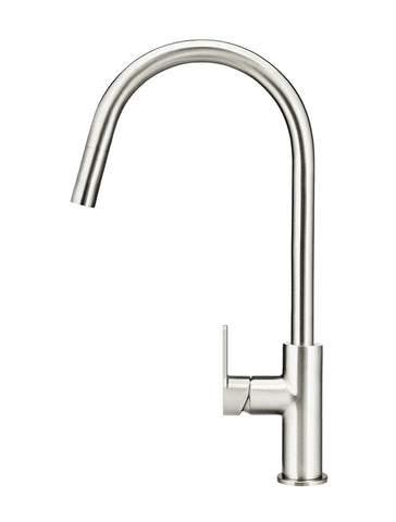Round Paddle Piccola Pull Out Kitchen Mixer Tap - Brushed Nickel