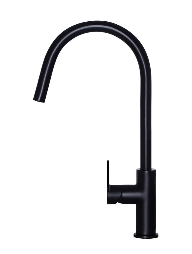 Round Paddle Piccola Pull Out Kitchen Mixer Tap - Matte Black (SKU: MK17PD) by Meir