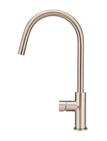 Round Pinless Piccola Pull Out Kitchen Mixer Tap - Champagne