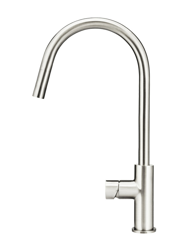 Round Pinless Piccola Pull Out Kitchen Mixer Tap - Brushed Nickel (SKU: MK17PN-PVDBN) by Meir