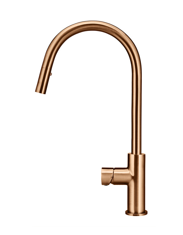 Round Pinless Piccola Pull Out Kitchen Mixer Tap - Lustre Bronze (SKU: MK17PN-PVDBZ) by Meir