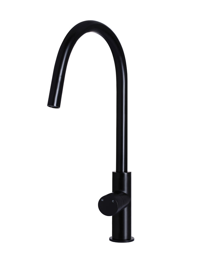 Round Pinless Piccola Pull Out Kitchen Mixer Tap - Matte Black (SKU: MK17PN) by Meir