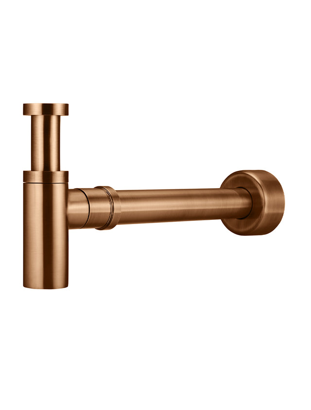 Round Bottle Trap for 32mm basin waste and 40mm outlet - Lustre Bronze (SKU: MP05-R-PVDBZ) by Meir
