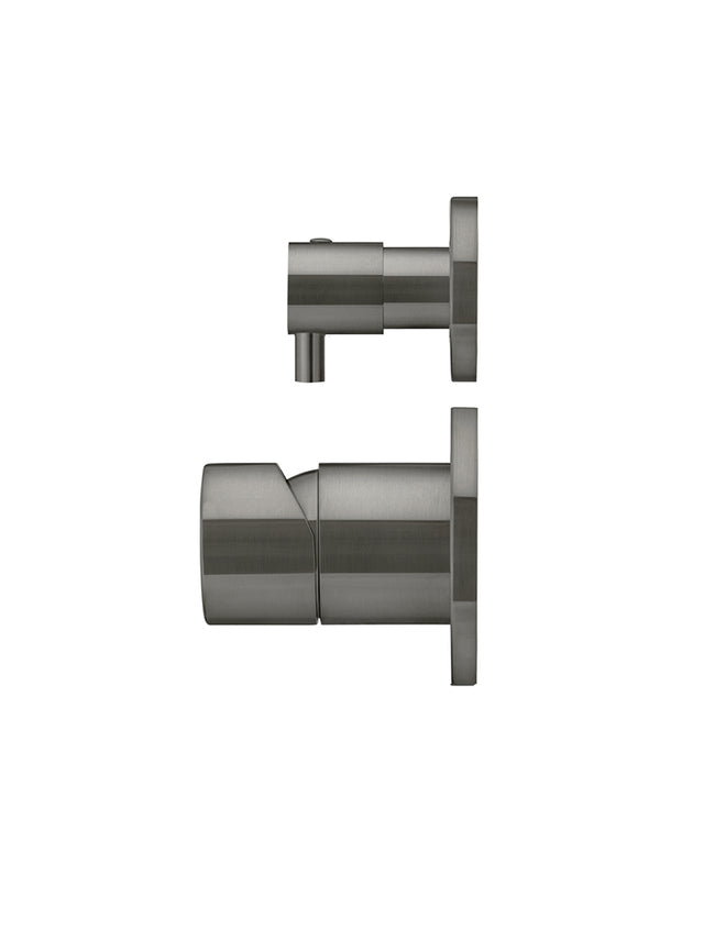 Round Finish Pinless Diverter Mixer - Gun Metal (SKU: MW07TSPN-FIN-PVDGM) by Meir