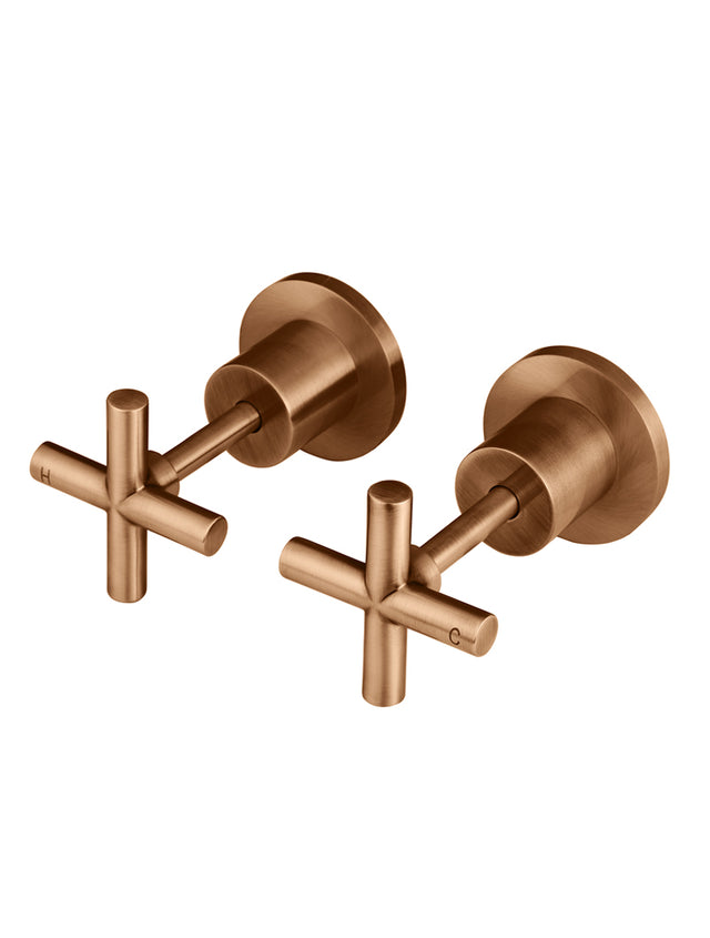 Round Cross Handle Jumper Valve Wall Tap Assemblies - Lustre Bronze (SKU: MW08JL-PVDBZ) by Meir