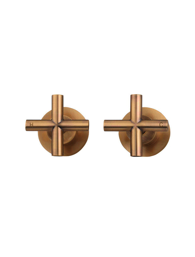 Round Cross Handle Jumper Valve Wall Tap Assemblies - Lustre Bronze (SKU: MW08JL-PVDBZ) by Meir