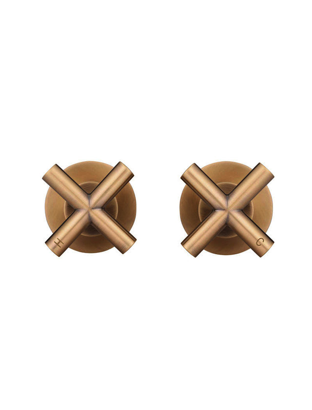 Round Cross Handle Jumper Valve Wall Tap Assemblies - Lustre Bronze (SKU: MW08JL-PVDBZ) by Meir
