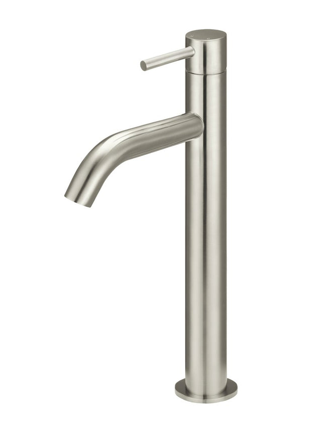 Piccola Tall Basin Mixer Tap with 130mm Spout - PVD - Brushed Nickel (SKU: MB03XL.01-PVDBN) by Meir