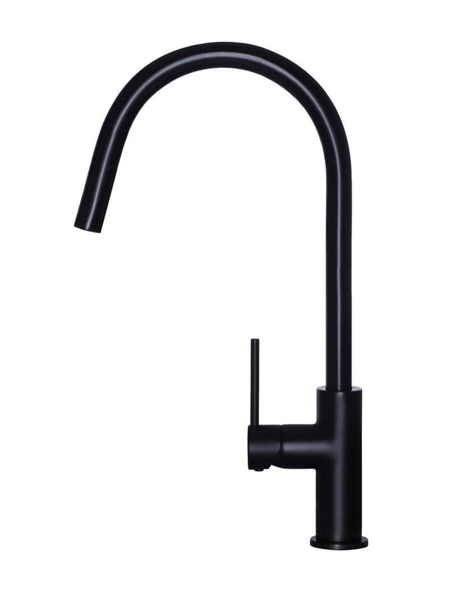 Round Piccola Pull Out Kitchen Mixer Tap - Matte Black (SKU: MK17) by Meir