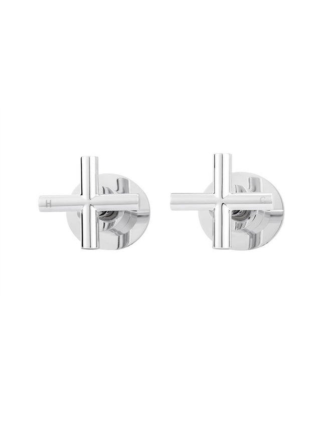 Round Cross Handle Jumper Valve Wall Tap Assemblies - Polished Chrome (SKU: MW08JL-C) by Meir