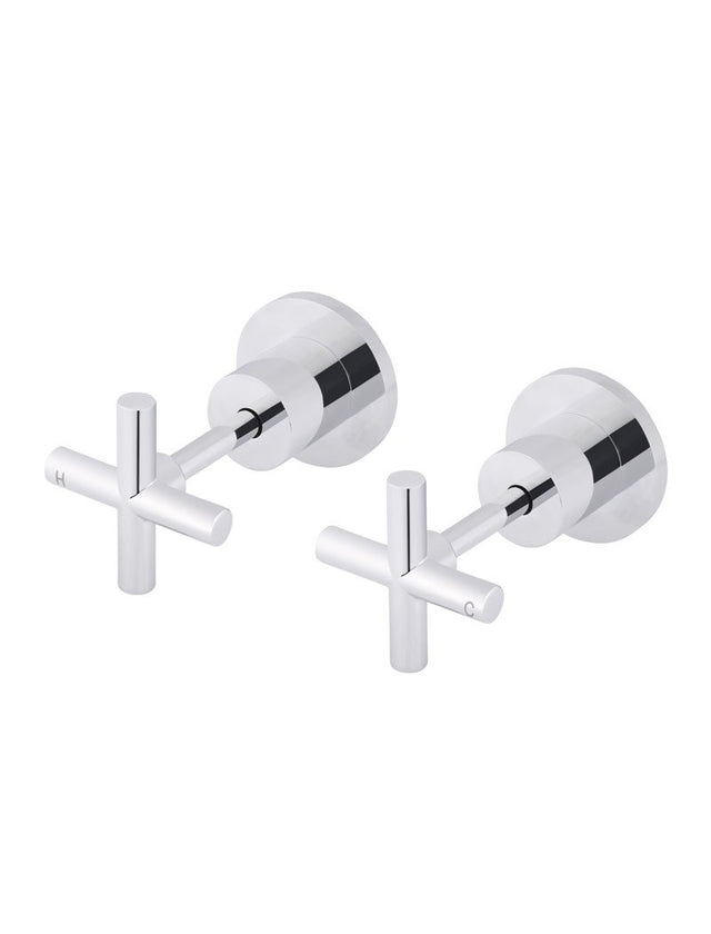 Round Cross Handle Jumper Valve Wall Tap Assemblies - Polished Chrome (SKU: MW08JL-C) by Meir
