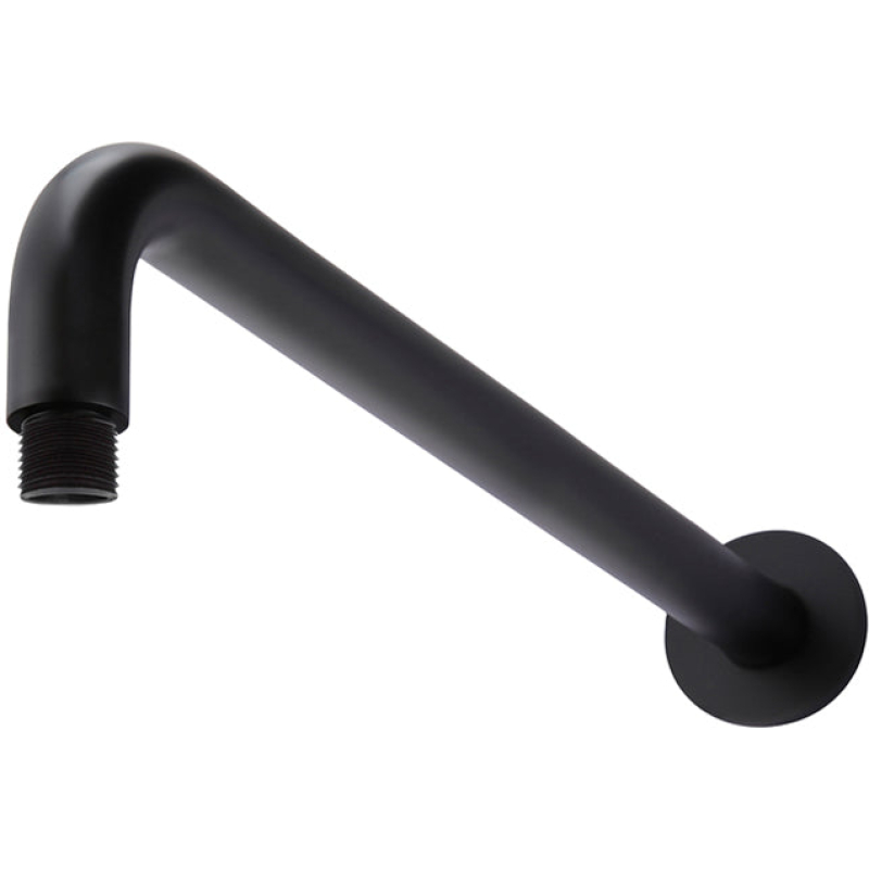 Round Wall Shower Curved Arm 400 mm - Matte Black