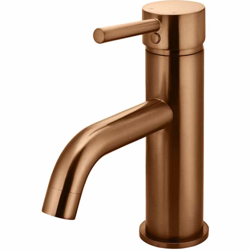 Round Curved Basin Mixer - Lustre Bronze