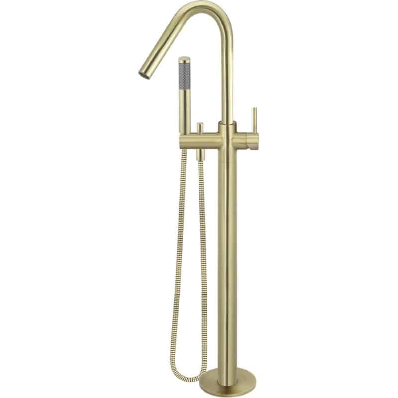 Round Freestanding Bath Spout and Hand Shower - Tiger Bronze