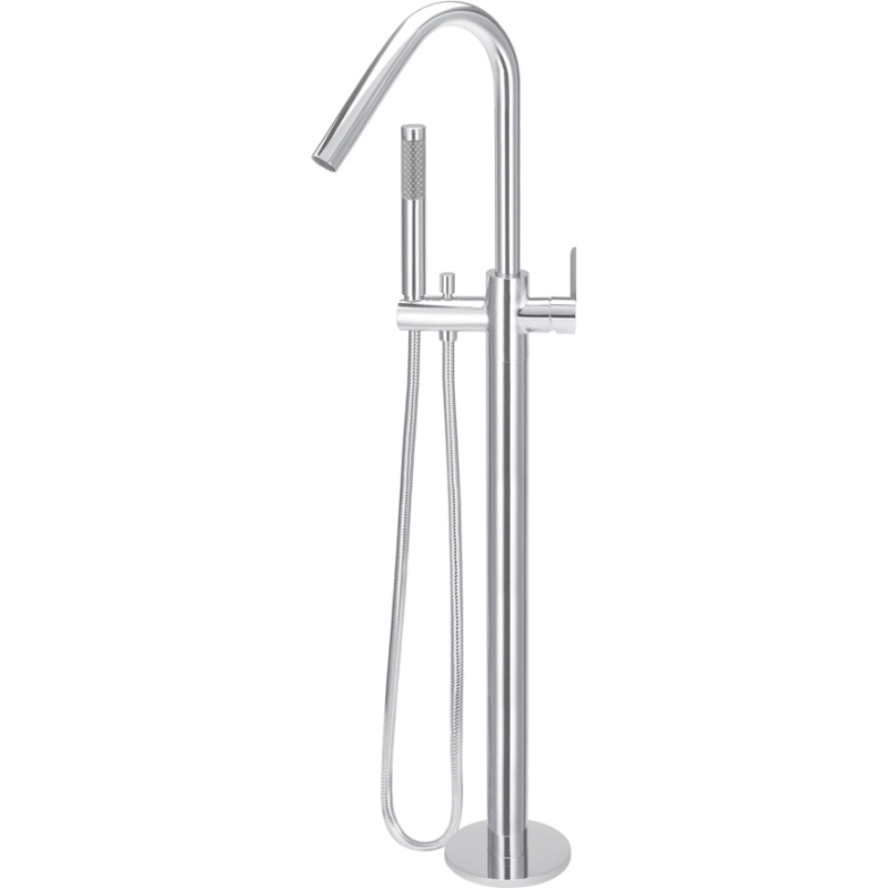 Round Paddle Freestanding Bath Spout and Hand Shower - Chrome