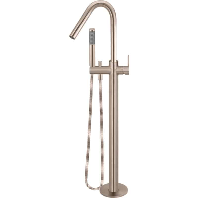 Round Paddle Freestanding Bath Spout and Hand Shower - Champagne