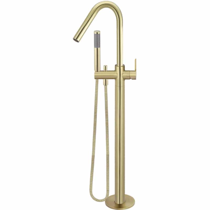 Round Paddle Freestanding Bath Spout and Hand Shower - Tiger Bronze