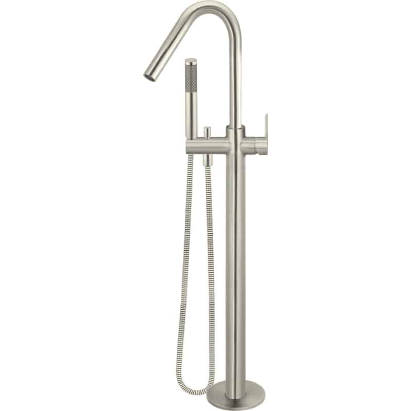 Round Paddle Freestanding Bath Spout and Hand Shower - Brushed Nickel