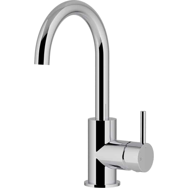 Round Gooseneck Basin Mixer with Cold Start - Chrome