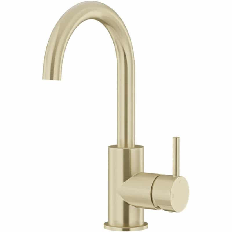Round Gooseneck Basin Mixer with Cold Start - Tiger Bronze