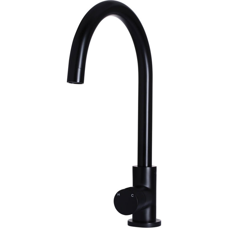 Round Pinless Kitchen Mixer Tap - Matte Black
