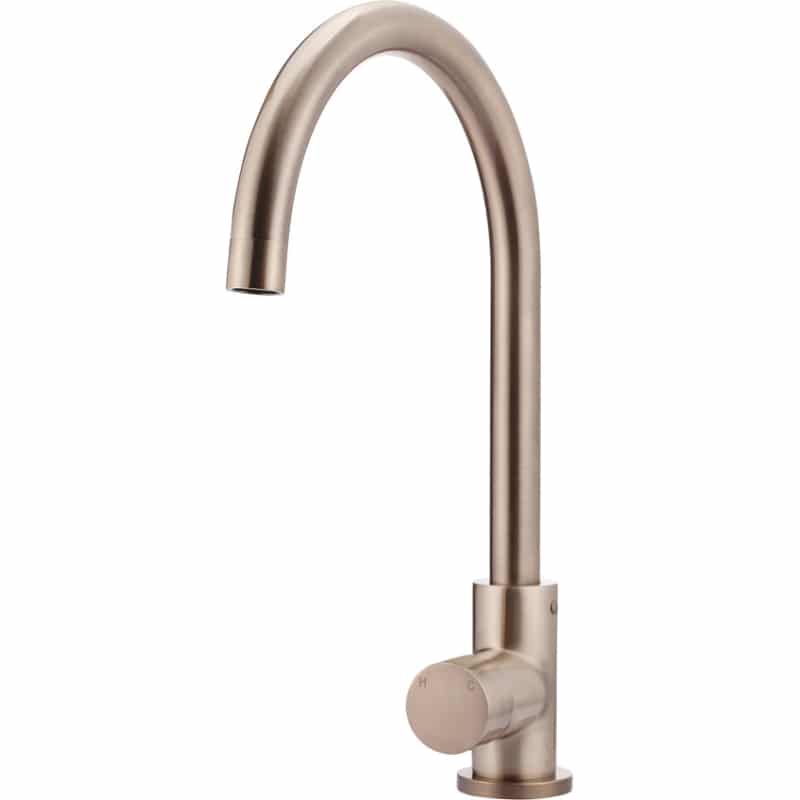 Round Pinless Kitchen Mixer Tap - Champagne