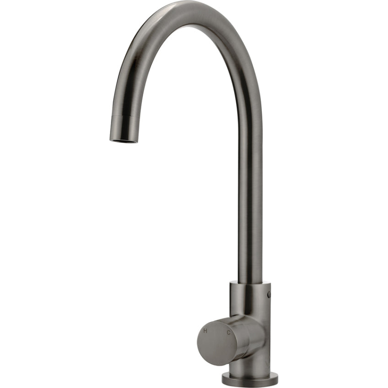Round Pinless Kitchen Mixer Tap - Gun Metal
