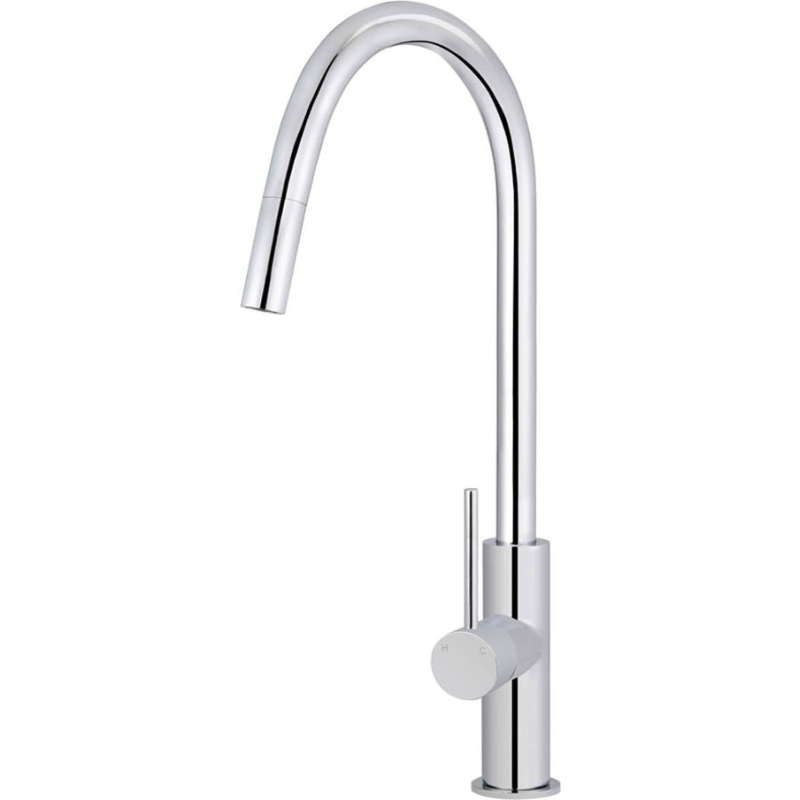 Round Piccola Pull Out Kitchen Mixer Tap - Chrome
