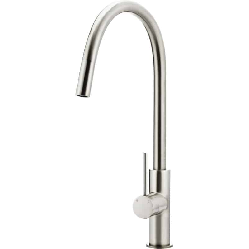 Round Piccola Pull Out Kitchen Mixer Tap - Brushed Nickel