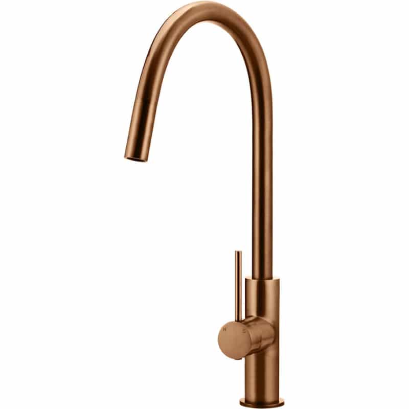 Round Piccola Pull Out Kitchen Mixer Tap - Lustre Bronze