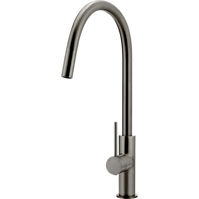 Round Piccola Pull Out Kitchen Mixer Tap - Gun Metal