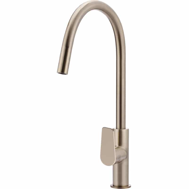 Round Paddle Piccola Pull Out Kitchen Mixer Tap - Champagne
