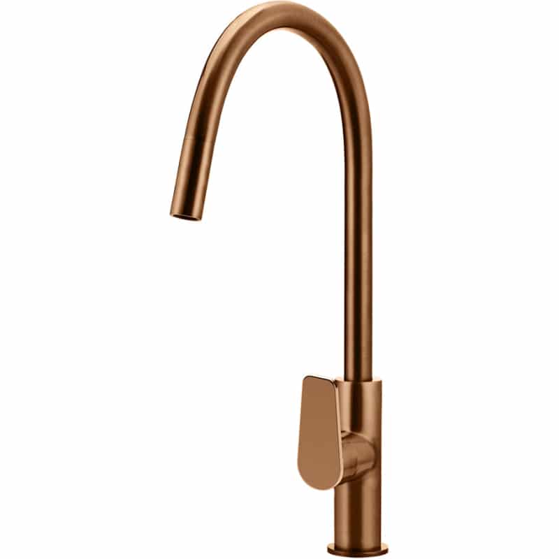 Round Paddle Piccola Pull Out Kitchen Mixer Tap - Lustre Bronze