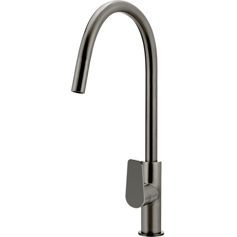 Round Paddle Piccola Pull Out Kitchen Mixer Tap - Gun Metal