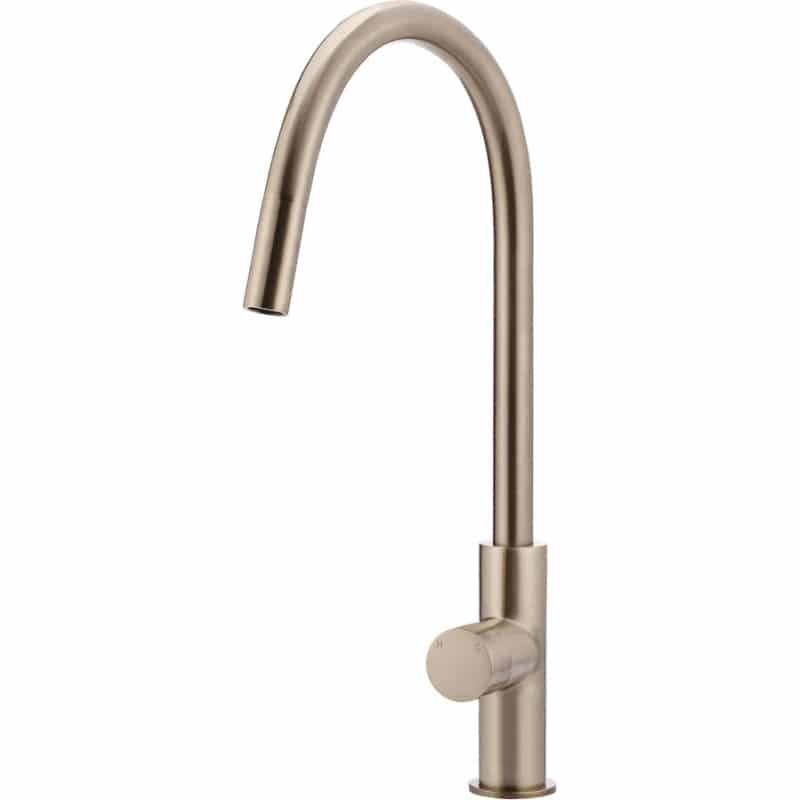 Round Pinless Piccola Pull Out Kitchen Mixer Tap - Champagne