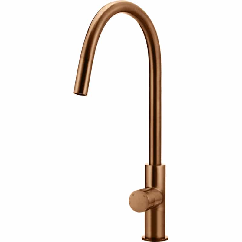 Round Pinless Piccola Pull Out Kitchen Mixer Tap - Lustre Bronze