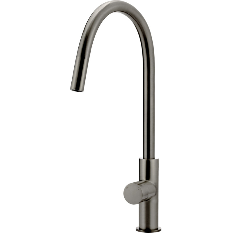Round Pinless Piccola Pull Out Kitchen Mixer Tap - Gun Metal